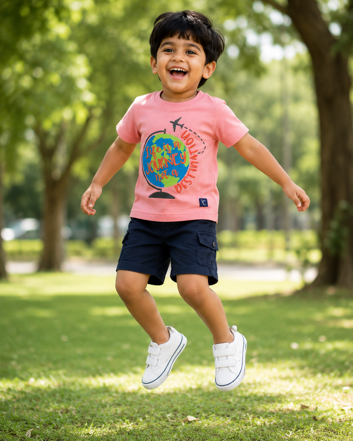Kids' Destination Front-Print Cotton T-Shirt — Blush Pink